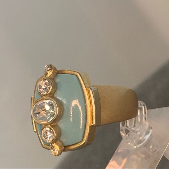 Lia Sophia blue gold tone Swarovski overlay ring - Picture 6 of 9